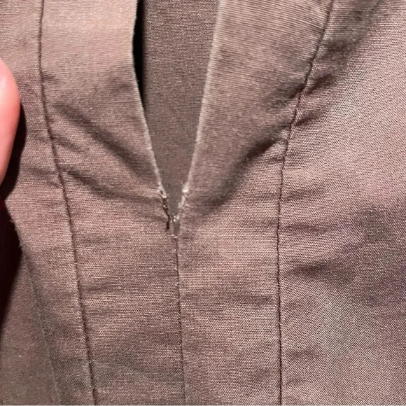 En Saison Maxi Balloon Sleeve Asymmetrical Boho Keyhole Poplin Dress in Brown L - Picture 6 of 13